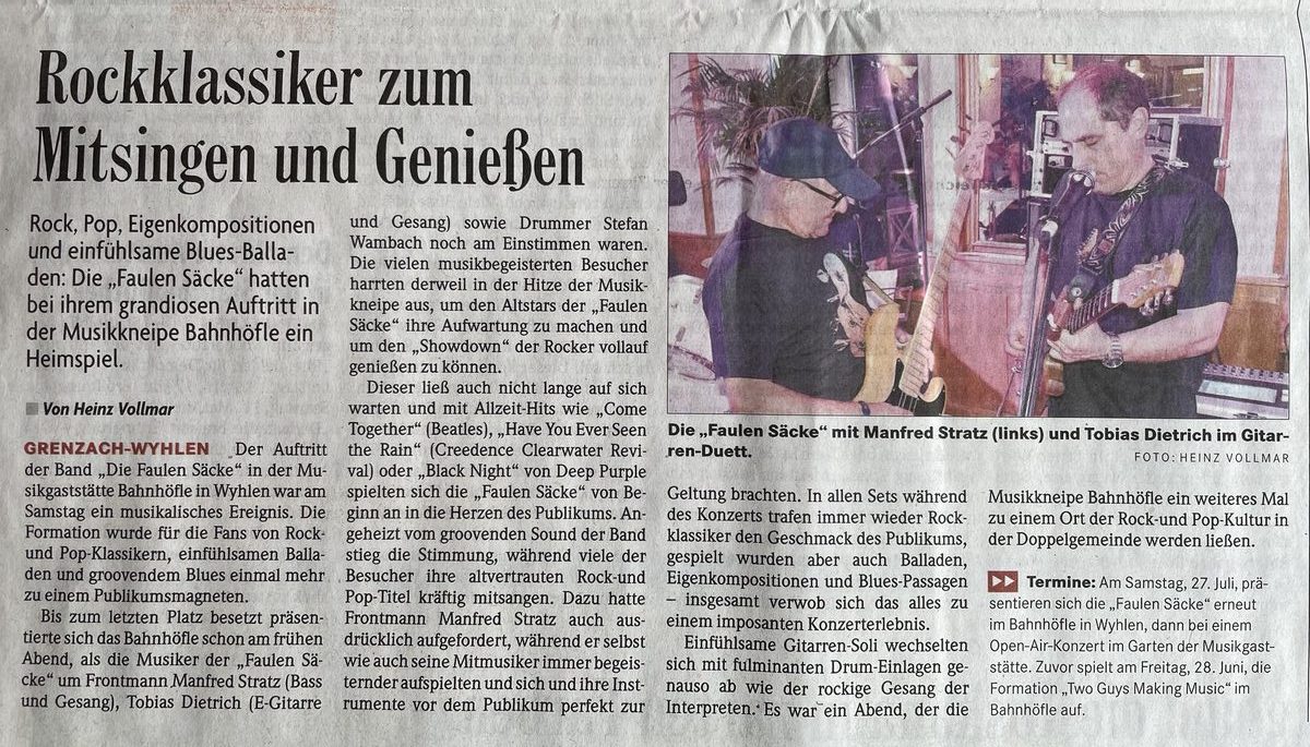 Zeitungsartikel: Rockklassiker zum Mitsingen und Genießen